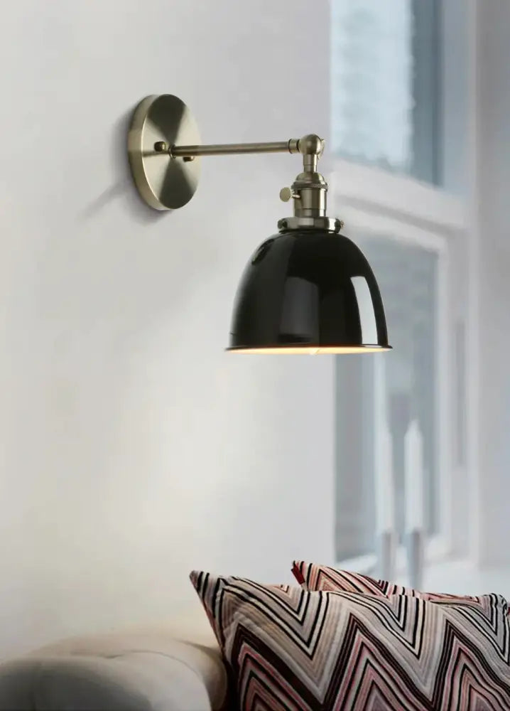 Industrial black & brushed nickel wall sconce bedroom adjustable arm