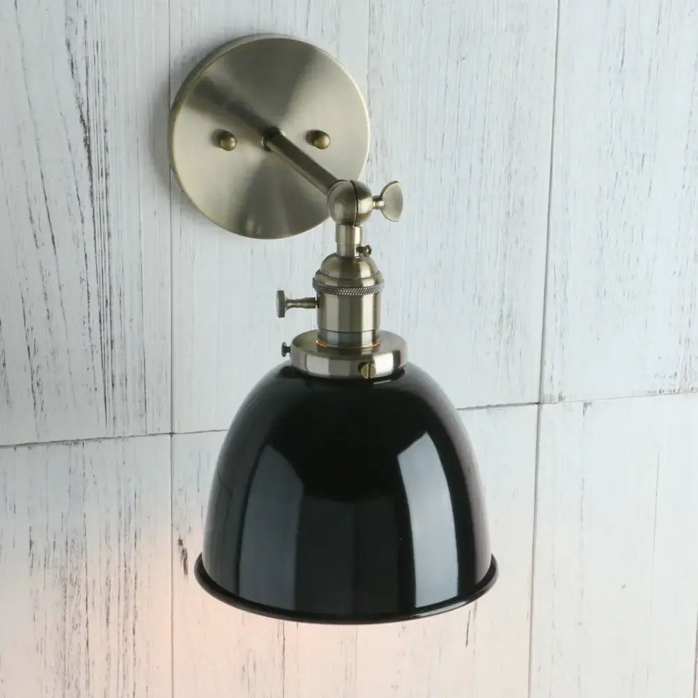 Industrial black & brushed nickel wall sconce bedroom adjustable arm