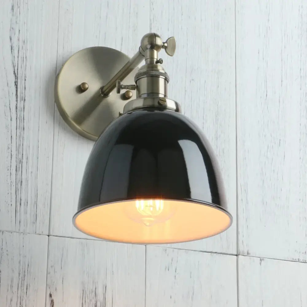 Industrial black & brushed nickel wall sconce bedroom adjustable arm