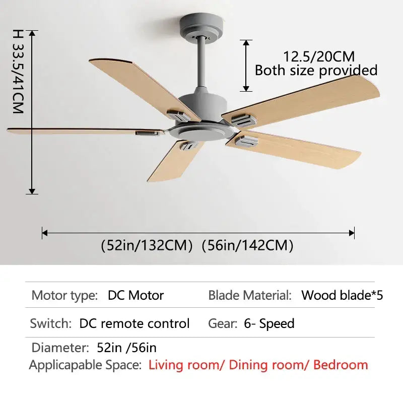 Industrial black ceiling fan with remote control living room