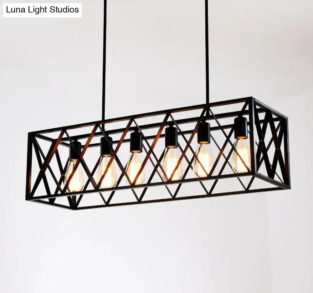 Industrial black cross framed pendant ceiling light for dining table