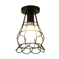 Industrial black geometric cage flush mount ceiling light bedroom