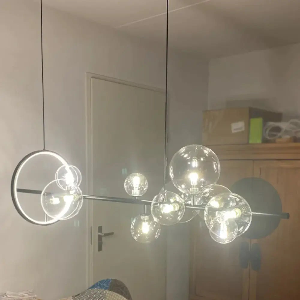 Industrial black glass bubble chandelier dining room pendant light