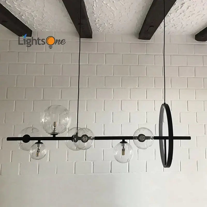 Industrial black glass bubble chandelier dining room pendant light