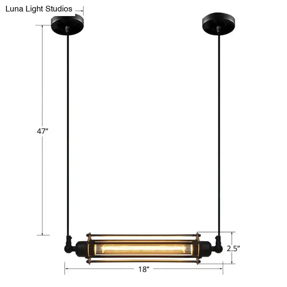 DecorBites™ Rustic Black Tube Pendant Ceiling Light | 1-Bulb Restaurant Hanging Lamp | Iron Finish | Island Overhead Lighting