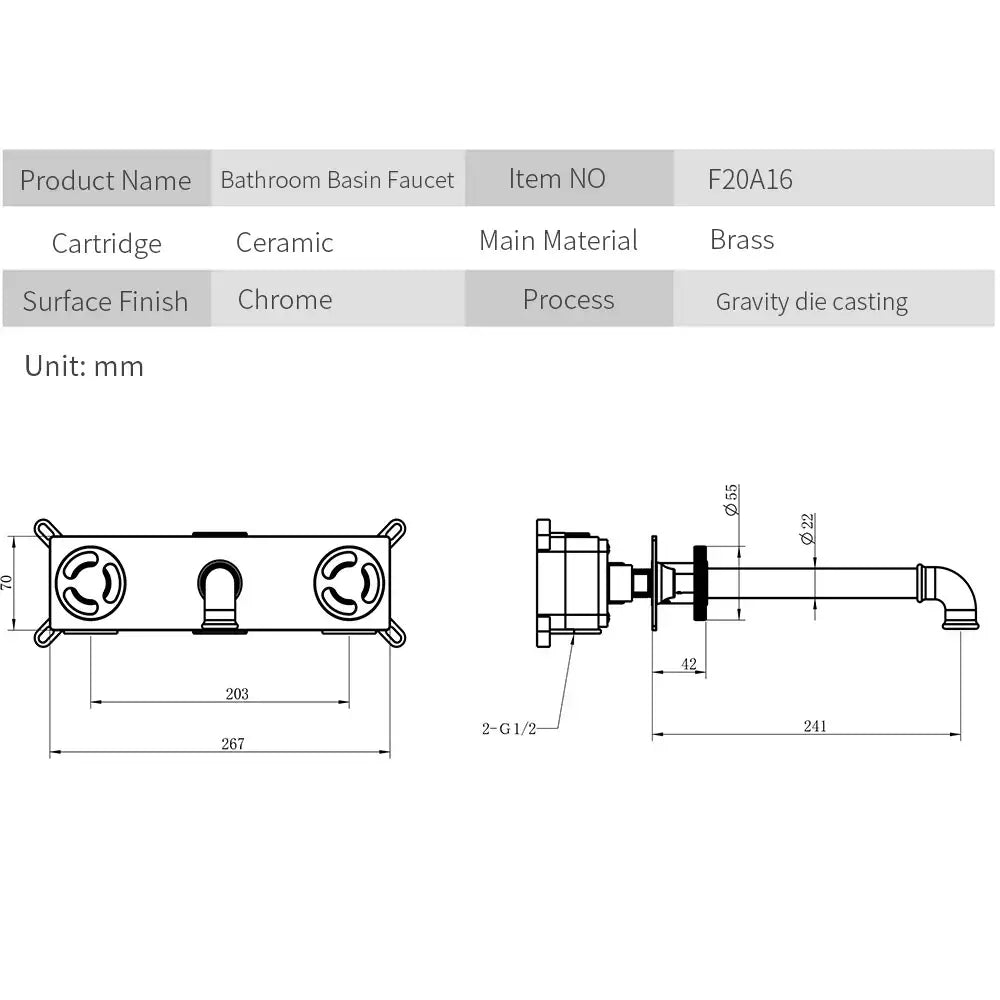 Industrial black matte wall mounted basin faucet bathroom mixer tap