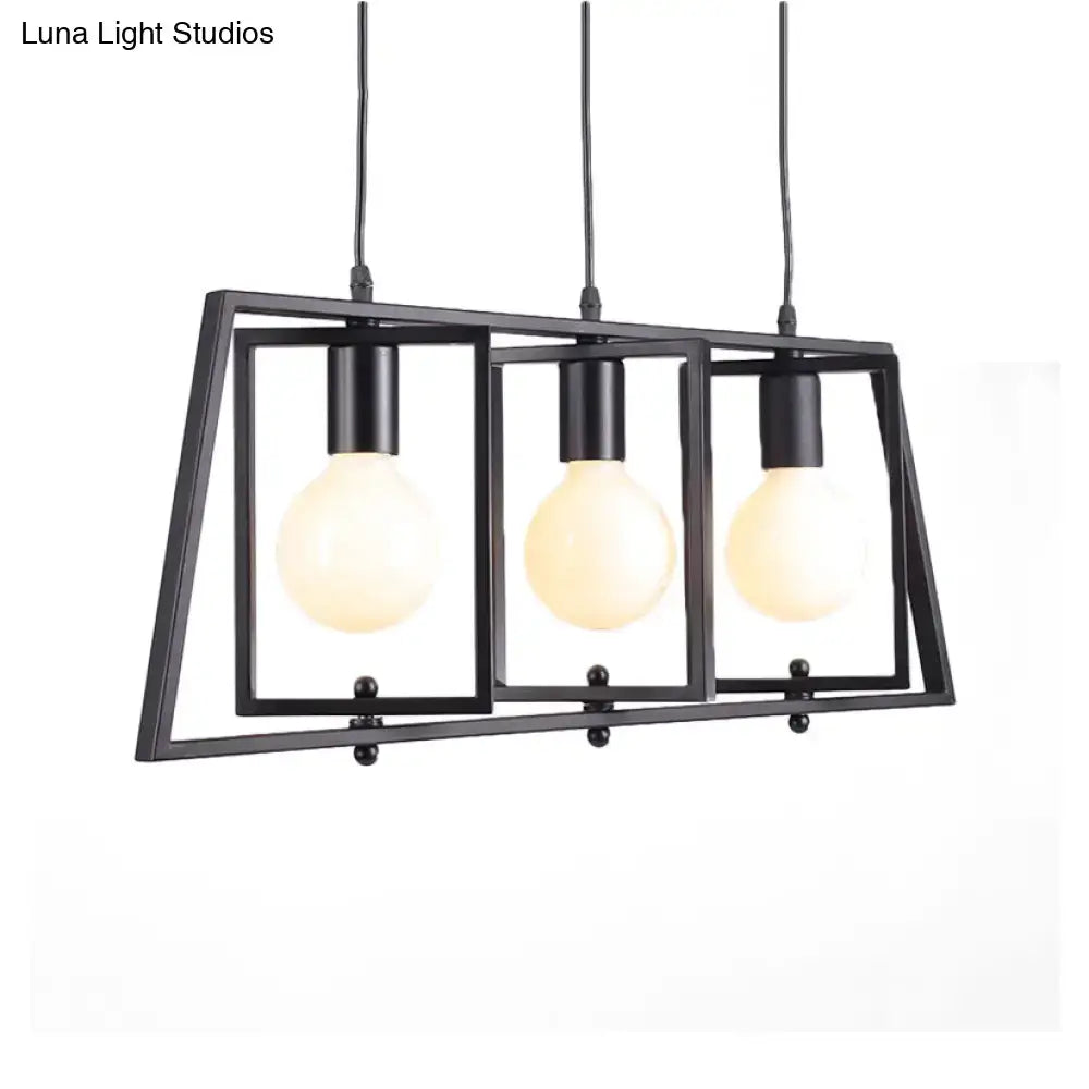 Industrial black metal 3-light dining room chandelier