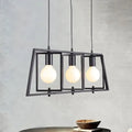 Industrial black metal 3-light dining room chandelier