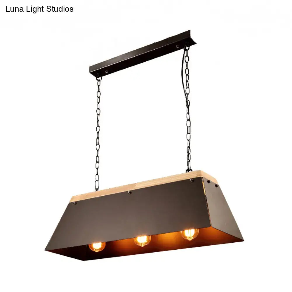 Industrial black metal and wood pendant lamp dining room island lights