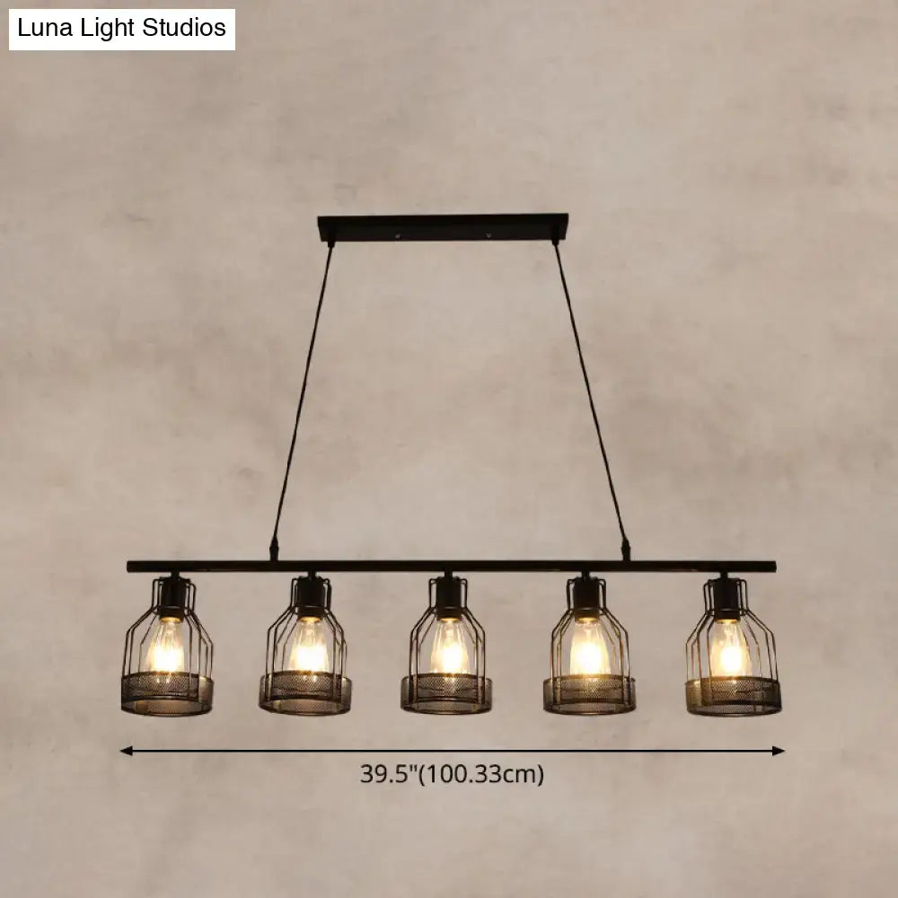 Industrial black metal bar chandelier bird cage kitchen island light