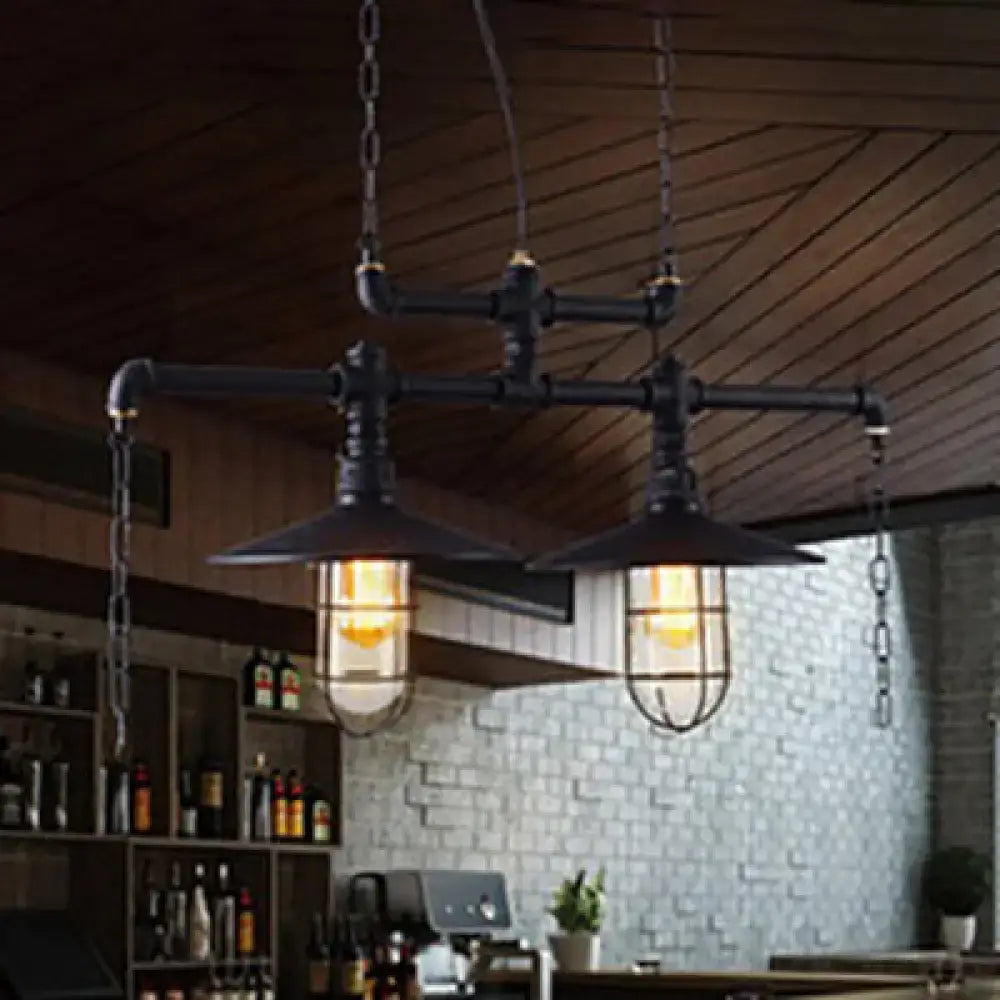 Industrial black metal ceiling light – kitchen island flared shade
