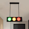 Industrial black metal island light traffic light for living room