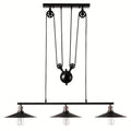 DecorBites™ Industrial Metal Pulley Pendant Lighting with Black Cone Shades - Set of 3 Island Lamps