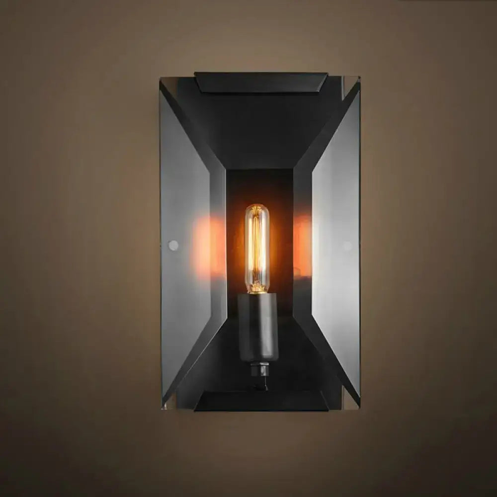 Industrial black metal wall mounted sconce light bedroom fixture