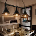 DecorBites™ Antique Style 3-Head Metallic Island Pendant Lamp with Cone Shade - Kitchen Light Fixture