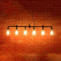 DecorBites™ Industrial Restaurant Island Ceiling Light - 6 Bulbs Suspended with Pipe and Beer Mug Glass Shade (Black)