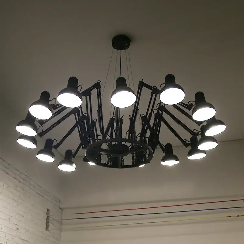 Industrial black spider iron chandelier living room pendant light