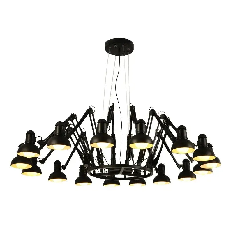 Industrial black spider iron chandelier living room pendant light