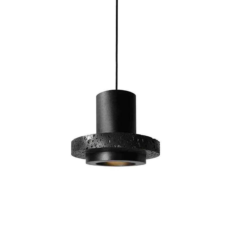 Industrial black travertine cement pendant light kitchen hat light