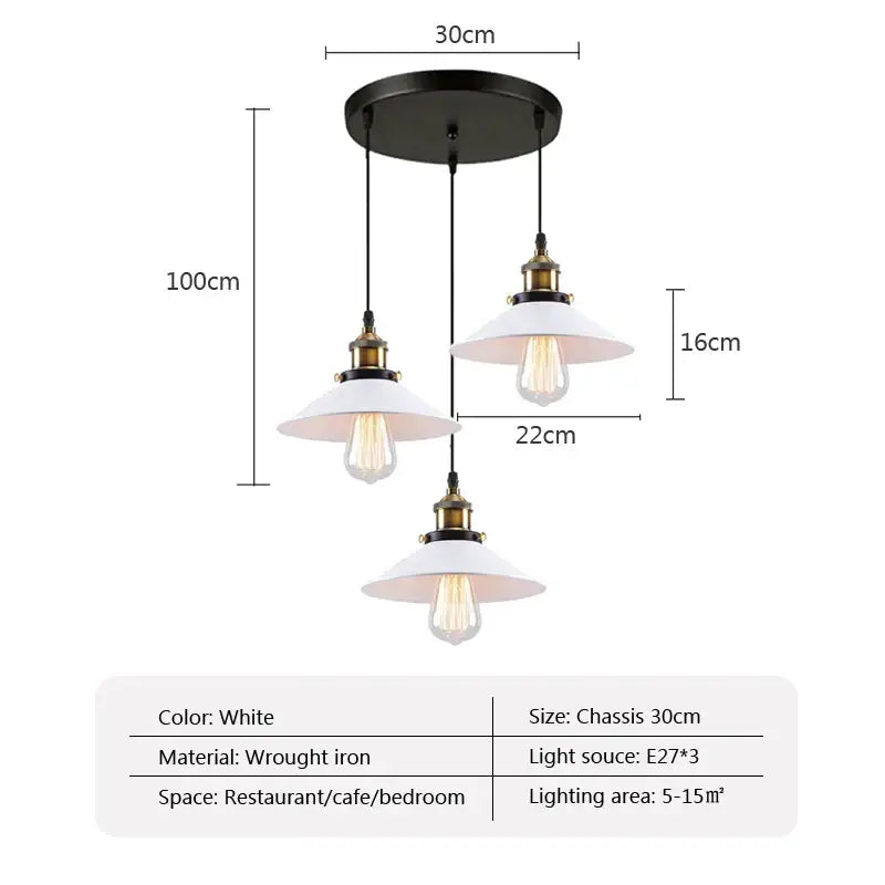 Industrial black & white ceiling chandelier – kitchen pendant light