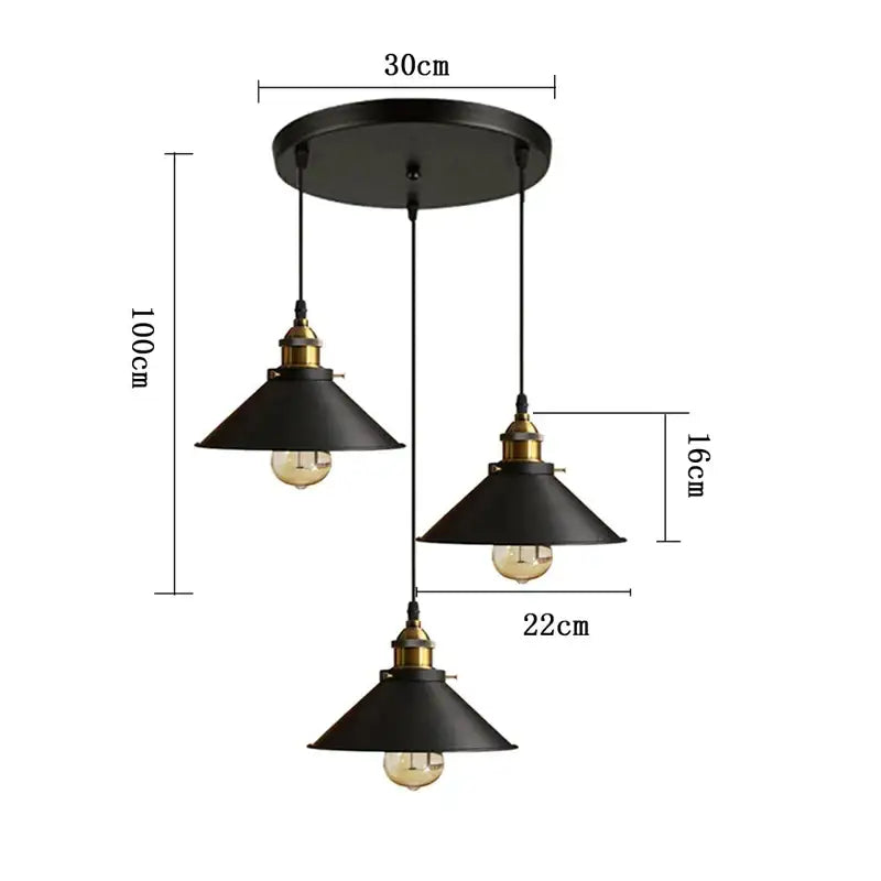 Industrial black & white ceiling chandelier – kitchen pendant light