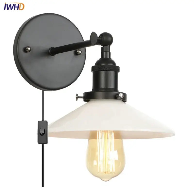 Industrial black & white ceramic led wall lights kitchen sconce