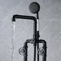 Industrial black & white dual handle shower faucet bathroom tap