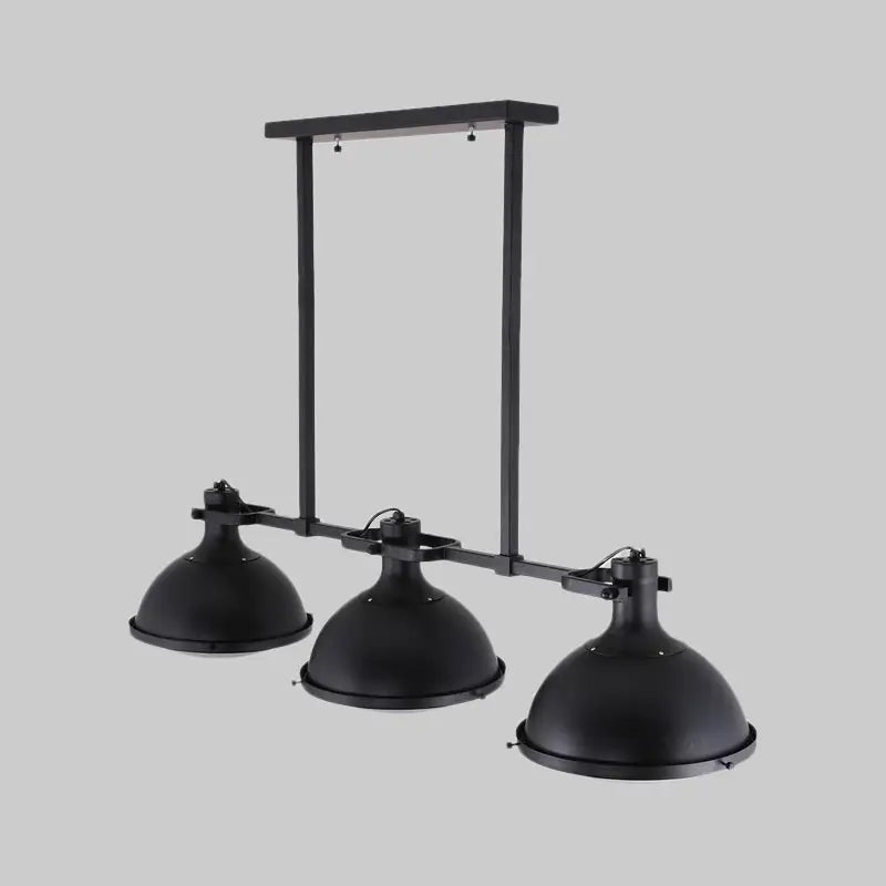 DecorBites™ Symmetrical Island Pendant Light - Loft Style Metal Ceiling Lamp with Dome Shade - 3 Lights - Black/White