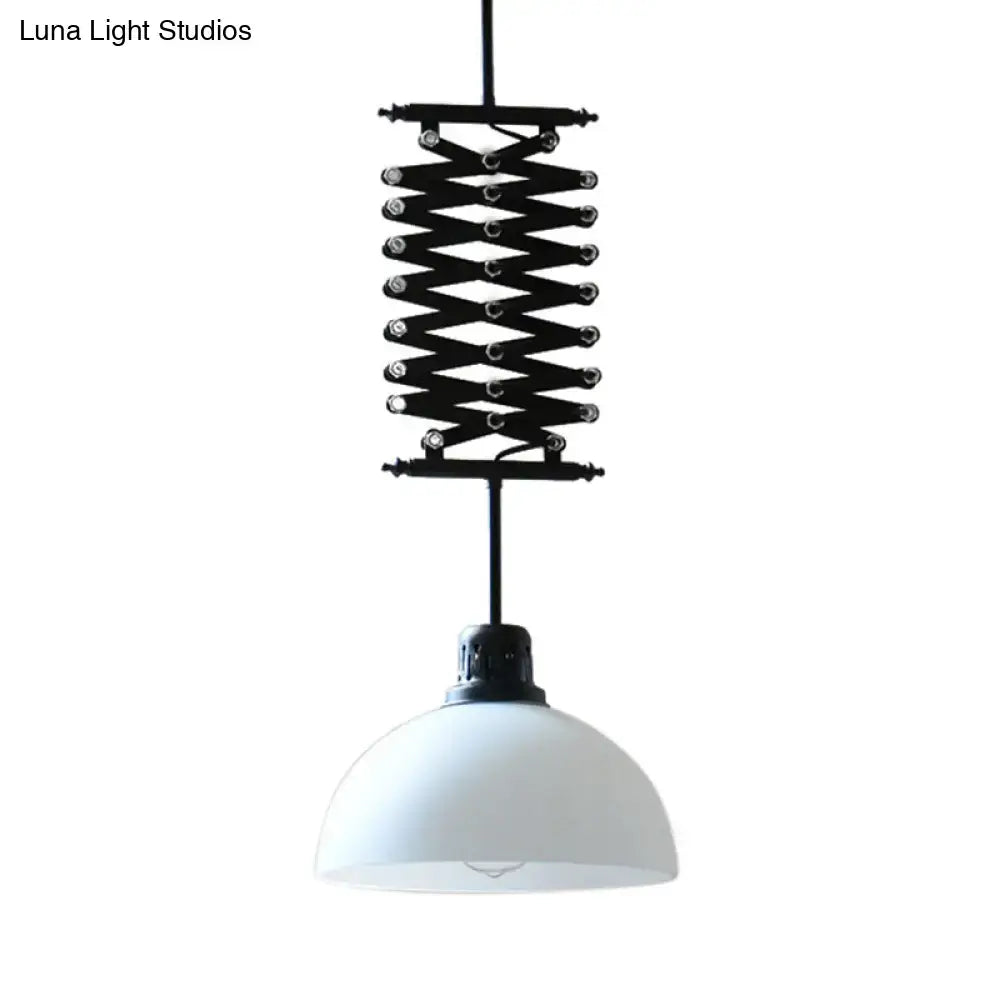 DecorBites™ Industrial Style 1 Bulb Metal Dome Ceiling Light - Extendable Pendant for Balcony - Black/White