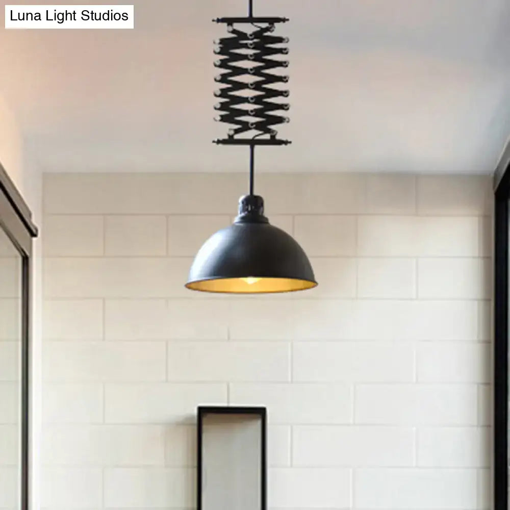 DecorBites™ Industrial Style 1 Bulb Metal Dome Ceiling Light - Extendable Pendant for Balcony - Black/White