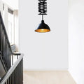 DecorBites™ Industrial Style 1 Bulb Metal Dome Ceiling Light - Extendable Pendant for Balcony - Black/White