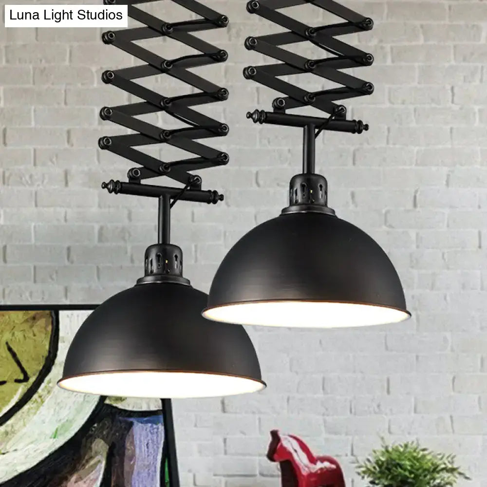 DecorBites™ Industrial Style 1 Bulb Metal Dome Ceiling Light - Extendable Pendant for Balcony - Black/White