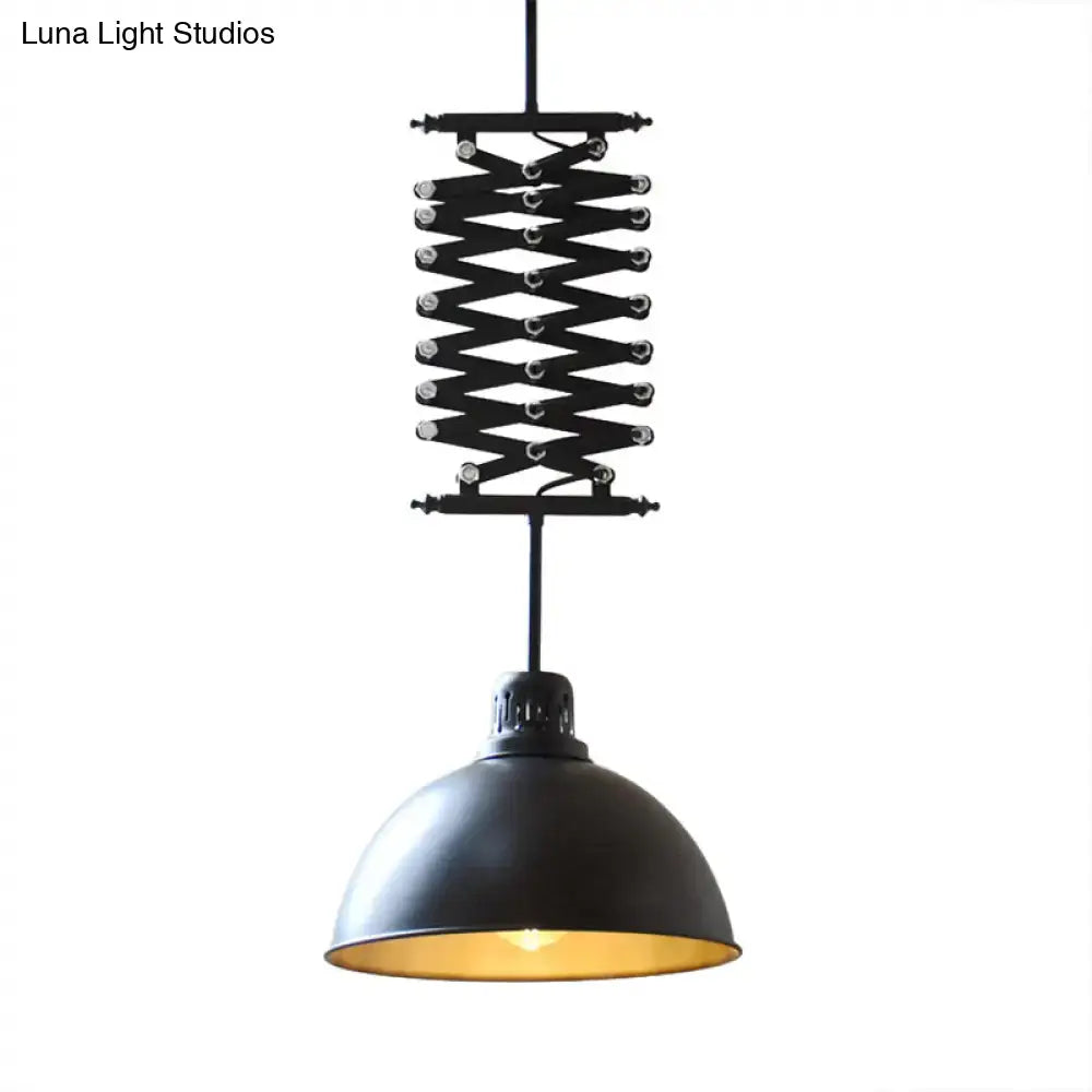 DecorBites™ Industrial Style 1 Bulb Metal Dome Ceiling Light - Extendable Pendant for Balcony - Black/White