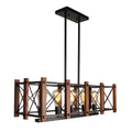 Industrial black wood 5-light island pendant – kitchen e26 e27 light