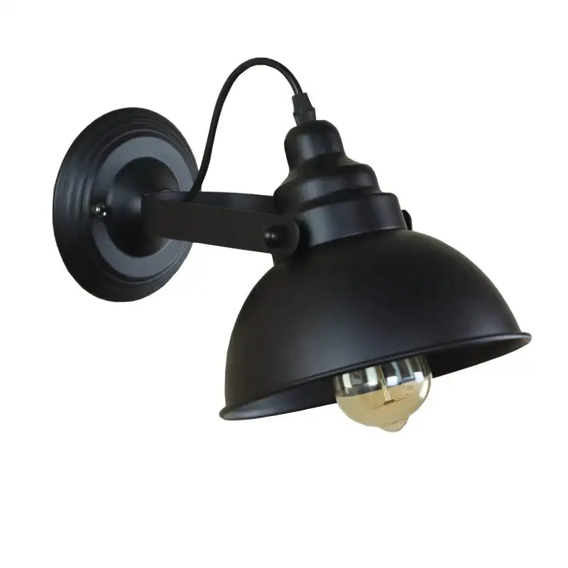 Industrial black wrought iron wall sconce bedroom edison lamp