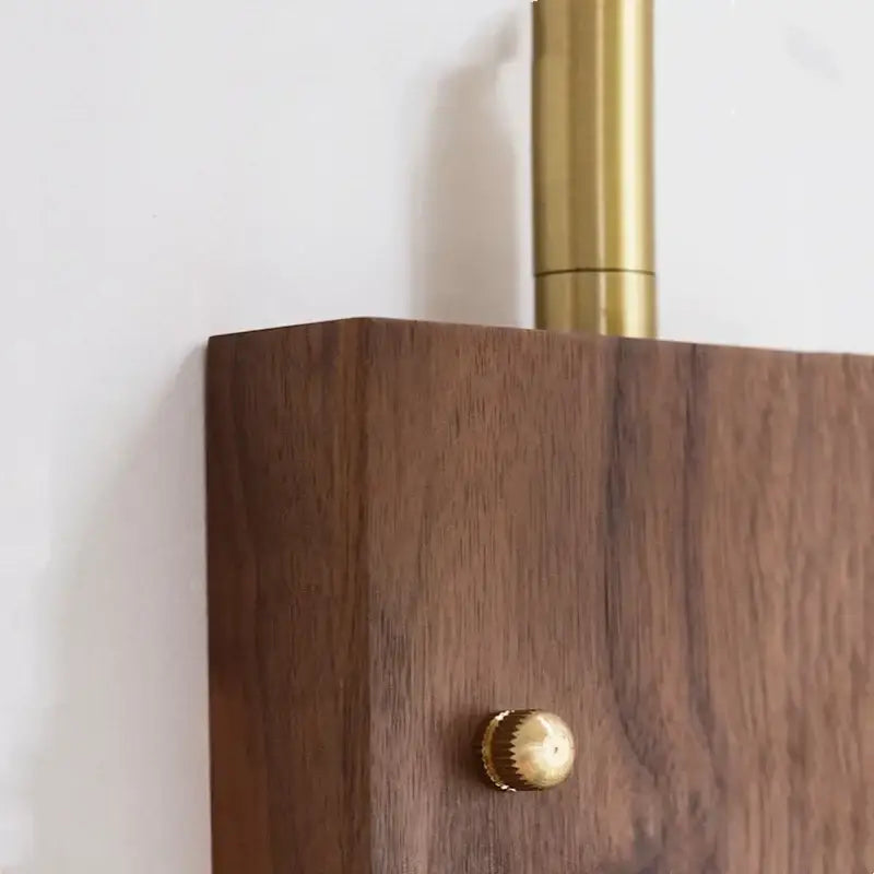 Industrial brass and walnut led wall light bedroom sconce