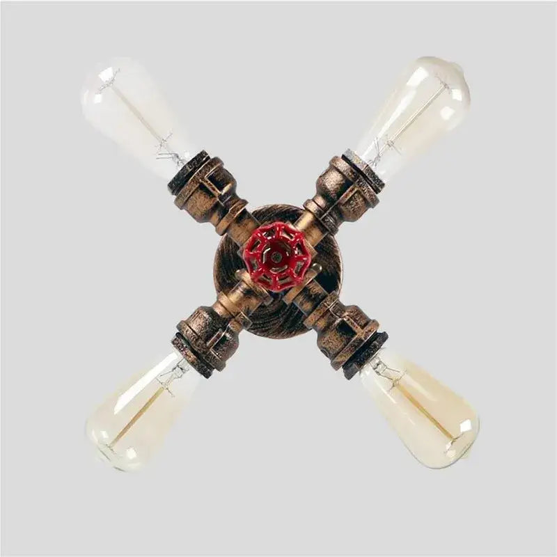 DecorBites™ Industrial Brass Ceiling Chandelier with Edison Bulbs
