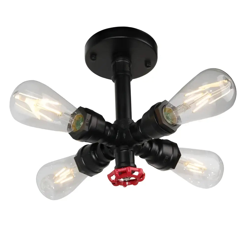 DecorBites™ Industrial Brass Ceiling Chandelier with Edison Bulbs