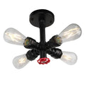 DecorBites™ Industrial Brass Ceiling Chandelier with Edison Bulbs