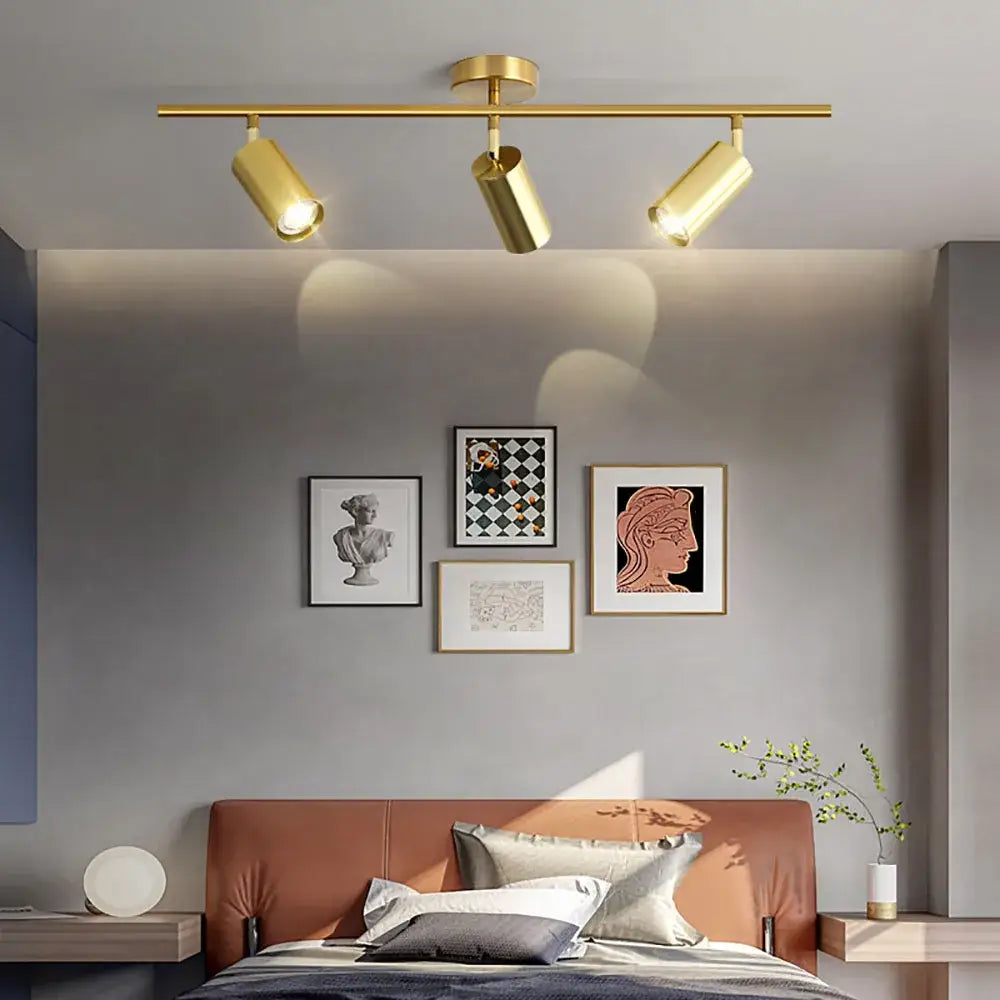 Industrial brushed brass 3 light ceiling light for living room