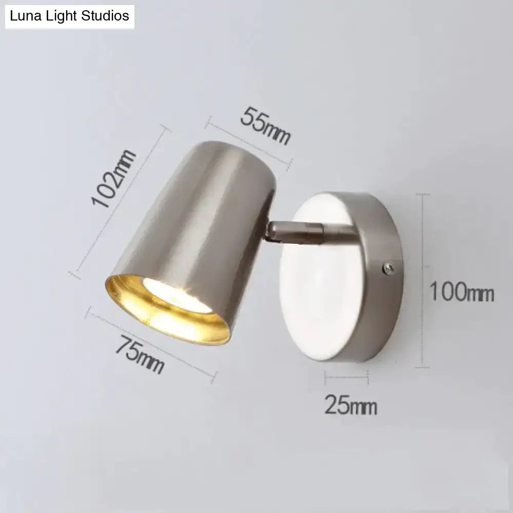 Industrial brushed nickel led wall sconce bedroom spotlight