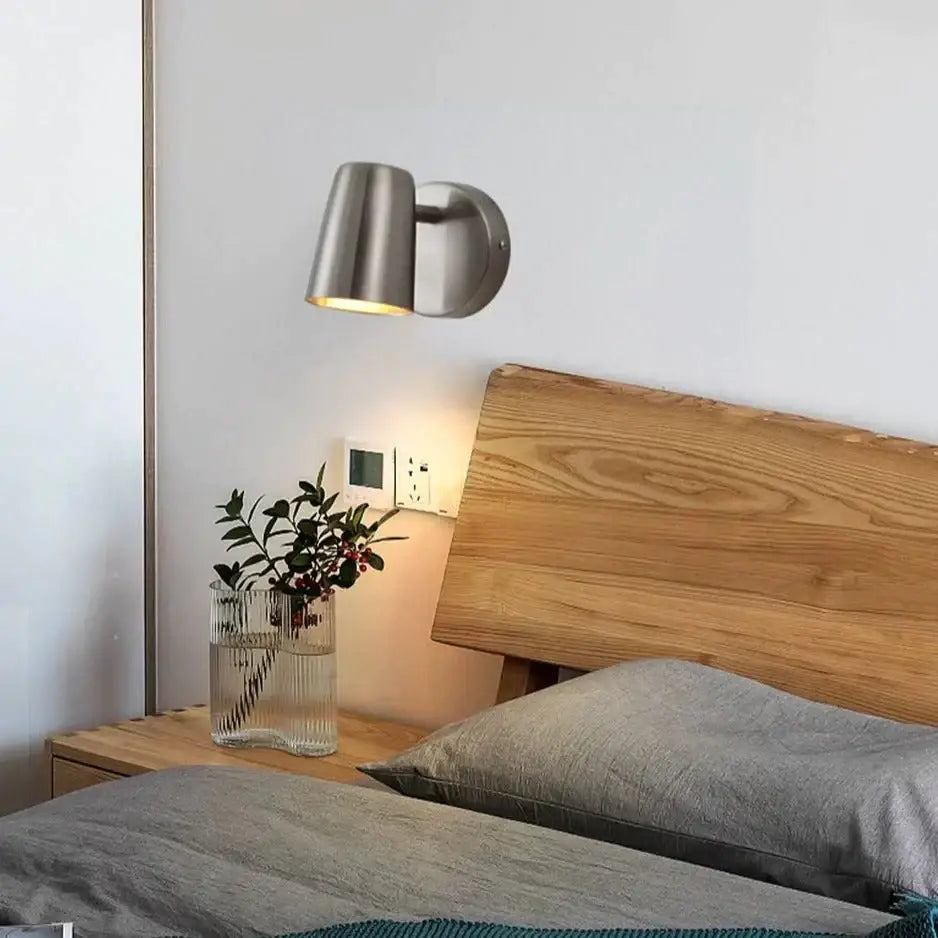Industrial brushed nickel led wall sconce bedroom spotlight