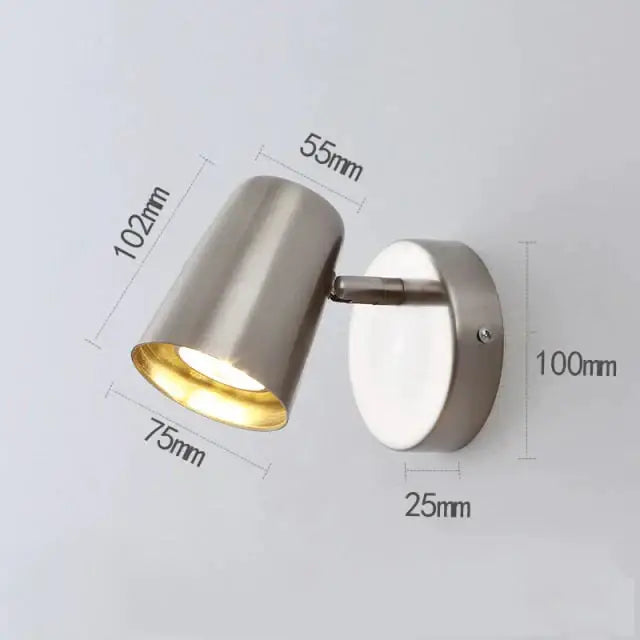 Industrial brushed nickel led wall sconce bedroom spotlight