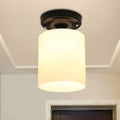 Industrial milky glass ceiling light bedroom bronze fixture