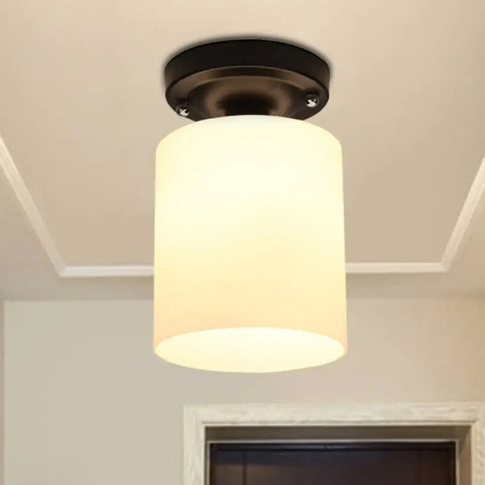 Industrial milky glass ceiling light bedroom bronze fixture