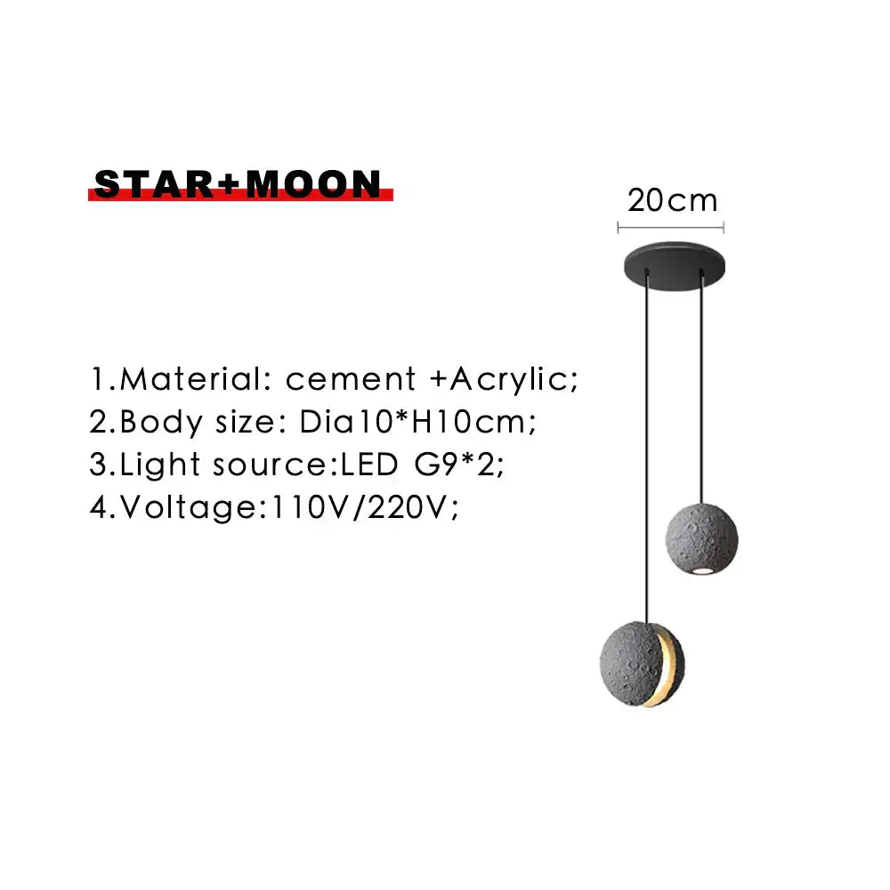 DecorBites™ Industrial Cement Pendant Lights - Retro Moon Star Chandelier Fixture