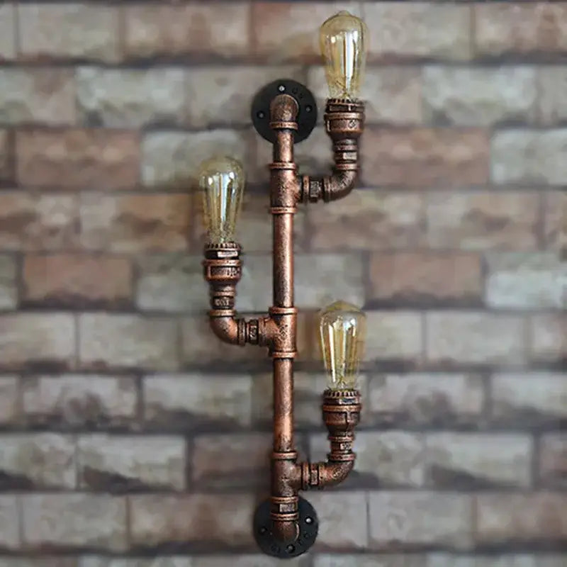 DecorBites™ Industrial Iron Pipe Wall Sconce: Loft Decor, Steampunk Lamp for Living Room