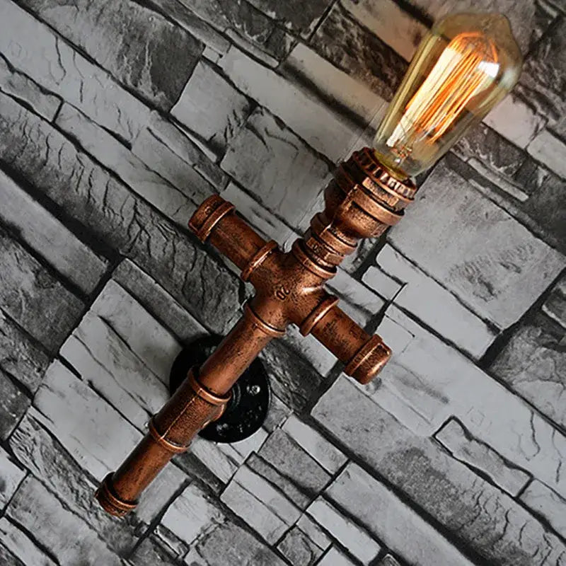 DecorBites™ Industrial Iron Pipe Wall Sconce: Loft Decor, Steampunk Lamp for Living Room