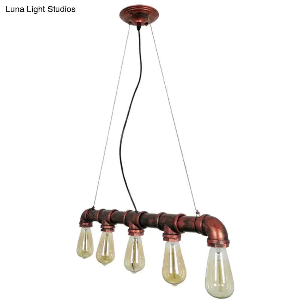 Industrial copper water pipe chandelier light fixture dining room