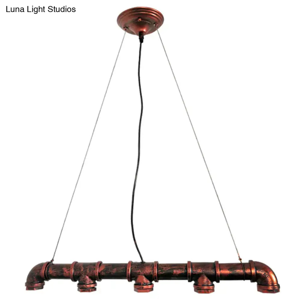 Industrial copper water pipe chandelier light fixture dining room